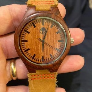 analog wrist watch with suede band